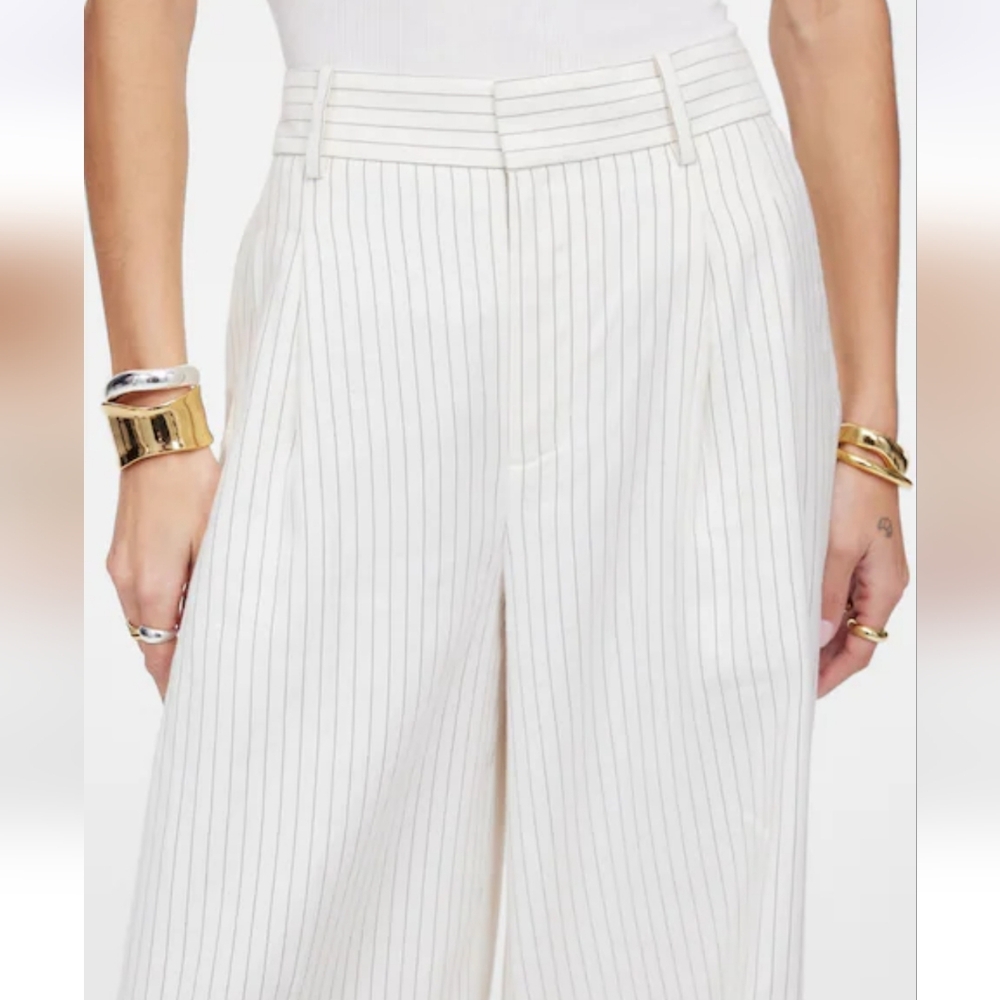 Madewell The Superwide-Leg Trouser in Pinstripe Linen Blend - Picture 2 of 7